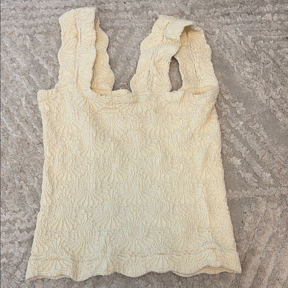 Cream Textured Sleeveless Top